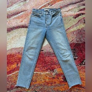 Levi’s Wedgie Light Wash Straight Leg Raw Edge Jeans